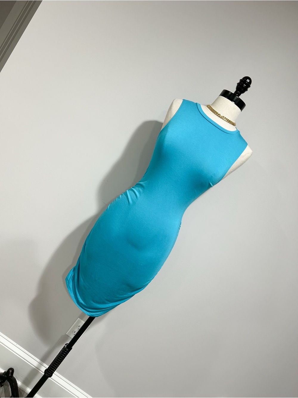 Sleeveless Bodycon Midi Dress in Turquoise